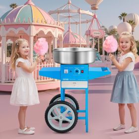 Commercial Cotton Candy Machine With Cart Sugar Floss Maker 1000W For Party Blue
