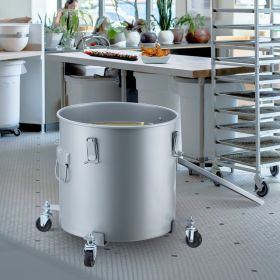 Fryer Grease Bucket, 8 Gal Oil Disposal Caddy With Caster Base, Carbon Steel With Rust-Proof Coating, Oil Transport Container With Lid, Lock Clips, Fi