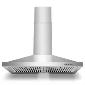 Range Hood 30 Inch, Wall Mount Range Hood Ducted/Ductless, Kitchen Hood In Stainless Steel, Vent Hood With Baffle Filters, 3 Speed Fan, Push Button Co