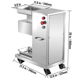 110V Commercial Meat Cutter Machine 1100LB/H Electric Meat Cutting Machine 750W Commercial Meat Slicer 3mm Blade Restaurant Food Slicer Stainless Stee