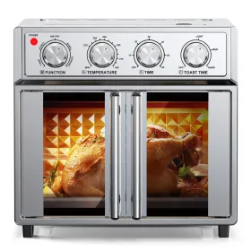 PlumChef 29.5 QT French Door Air Fryer Convection Toaster Oven, Extra Large 6 Slices, 1700W, Multifunction Oven For Air Fryer, Toast, Grill, Defrost,