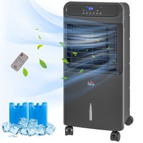 3-In-1 Ice Cooling Fan, Mobile Evaporative Air Cooler with Remote, Timer, Oscillating for Home Office, Bedroom, Black