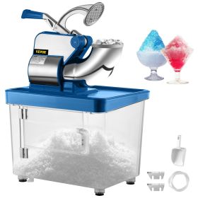110V Commercial Ice Crusher 440LBS/H, ETL Approved 300W Electric Snow Cone Machine With Dual Blades, Stainless Steel Shaved Ice Machine With Safety On