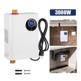 Fast Heating Tankless Water Heater - 3000W Instant Hot Water, °C/°F Switch, LCD Display, IPX4 Waterproof, Leak Protection, G1/2" Fitting for Home Use