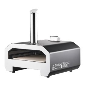 Dual Fuel Pizza Oven Outdoor, 16 in Wood Fire & Propane Gas Pizza Oven, Portable Pellet & Propane Pizza-Maker with Thermometer