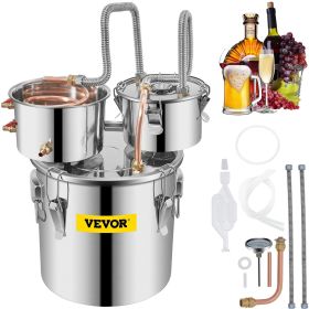 VEVOR Alcohol Still, 3 Gallon, Stainless Steel Alcohol Distiller with Copper Tube & Build-in Thermometer & Water Pump