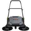 VEVOR Walk-behind Hand Push Floor Sweeper, 25.6" Sweeping Width Floor Sweeper Manual Non-Electric, 5-Gallon Waste Container