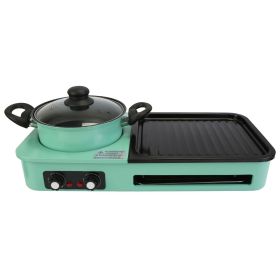 Electric Grill and Hot Pot Combo - 1600W Smokeless Korean BBQ Grill with Dual-Zone Cooking Non-Stick Surface & Adjustable Temp Control for 3-6 People