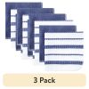 (3 pack) Cotton Waffle Dishcloth, Blue & White Striped, 4 Piece, 12 in x 12 in
