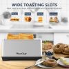 4-Slice Toaster, Extra Wide Long Slot Toaster, 6 Browning Settings, Bagel/Defrost/Reheat Functions, Removable Crumb Tray, Upgraded Stainless Steel