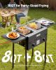 Outdoor Propane Deep Fryer, Dual-Tank 8QTx2 Commercial Fryer, Stainless Steel Cooker with Foldable Platform, Dual Basket, and Heat Adjustment