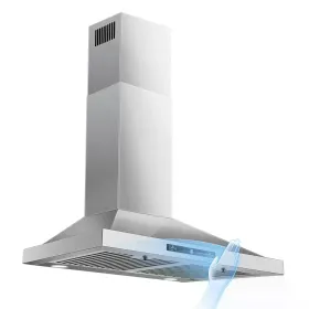 24 Inch Range Hood, Ducted/Ductless Range Hood 450CFM, Wall Mount Kitchen Hood In Stainless Steel, Gesture Sensing & Touch Control, 3 Speed Fan, 2 Pcs