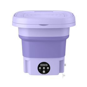 Foldable Portable Washing Machine with Detachable Drain Basket - 3 Modes, Electric - Ideal for Underwear, Socks, Towels, Baby Clothes (Color: Purple, size: One size)