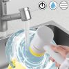 Electric Cleaning Brush Rechargeable Cleaner Handheld Bathtub 3 Brush Head Toilet Wash Brush Kitchen Bathroom Sink Cleaner Tool