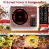 Portable Electric Single Burner Cooktop 3500W 110V, Heat-Resistant Glass Surface (Easy to Clean) with Side Handles