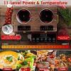 Portable Electric Double Burner 7000W, 110V Countertop Hot Plates with Smooth Heat-Resistant Glass Surface (Easy to Clean), 4 Preset Cooking Modes