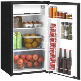 3.2 Cu.Ft Mini Fridge with Freezer, Single Door Compact Refrigerator with Adjustable Thermostat, Shelf and Reversible Door for Bedroom, Dorm, Home Of (Option: Black-510x465x885 mm)